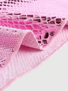 ROMWE J-Fashion Y2K 蛇皮印花系带性感女士内衣套装 - 粉色 - 查看 4