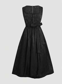 Fairmaia Women Solid Color Simple Sleeveless Square Neckline Dress With Detachable Apron, Dirndl Dresses, For Oktoberfest Traditional Dirndl Dress With Square Neck, And Apron, For Oktoberfest Black Dress Vintage Dress French Dress Midi Dress, Halloween