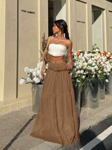 SHEIN EZwear 大码休闲纯色半身裙