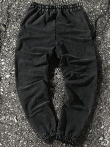 Manfinity EMRG Men's Cotton Drawstring Waist Pocket Casual Harem Pants - Black - View 2