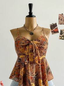 Soleia Canotta donna taglia curvy con stampa su tessuto effetto strutturato