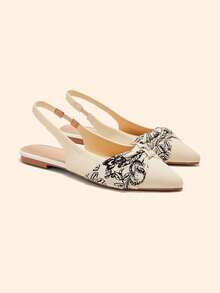 CUCCOO BASICS Pointed Toe Flat Slip-On Ribbon Bow White Commuting Comfortable Breathable Office Women's Flat Loafers