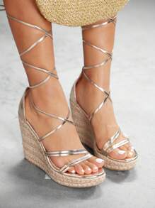 CUCCOO SZL Cuccoo 度假时尚厚底坡跟凉鞋 - 金色 - 查看 2