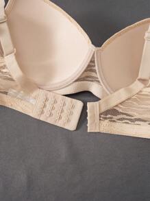 SHEIN 3件装女士纯色斑马纹蕾丝聚拢文胸（带钢圈） - 彩色 - 查看 7