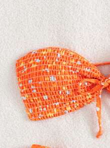 Swim Mod Springbreak Ditsy Floral Bikini Swimsuit For Summer Beach Vacation - Orange - View 4
