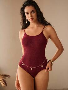 Lumivelle 1pc 25SS Fashionable, Sophisticated, Elegant & Mature Gold & Silver Thread Shell Hairpin For Summer Beach Vacation - Brown - View 4