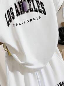 INAWLY Women's Casual Matching T-Shirt And Shorts Set, Summer - White - View 5