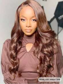 Tóc giả bằng tóc thật màu nâu sô cô la 13x6, tóc giả màu thu, tóc giả uốn xoăn, tóc giả nhổ sẵn - S4 - Xem 3