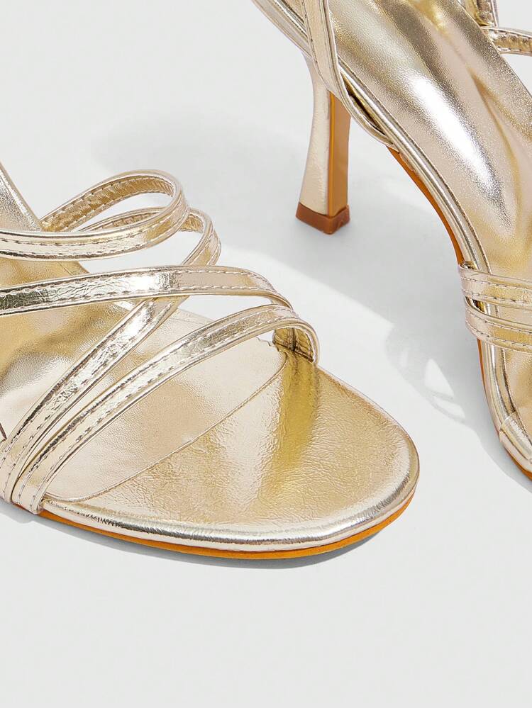 CUCCOO SZL Square Toe High Heel Crystal Embellished Summer Women Sandals For Christmas Prom Heels