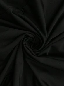 Calvaya 大码女式纯色高腰喇叭裙，休闲百搭夏季 - 黑色 - 查看 7
