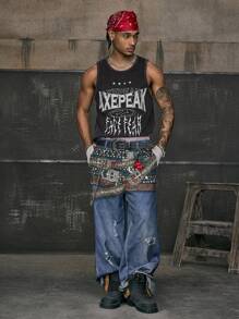 AXEPEAK Men's Streetwear Punk Western Style Top - Black - View 3