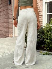 Rafferiza Pantalones sueltos de mujer de punto texturizado para playa y vacaciones casuales