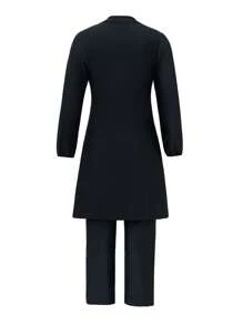 Swim Mulvari Women 2 Pieces Modest Full Coverage Solid Long Sleeve Rash Guard & Pants Swimsuit Set For Summer Beach Vacation