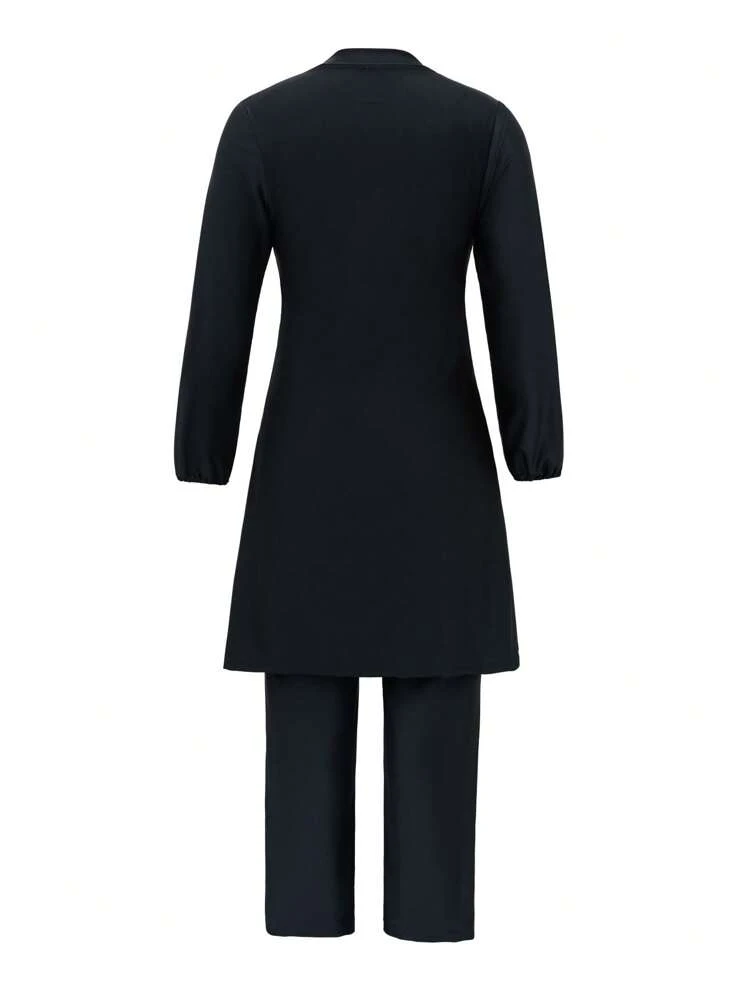 Swim Mulvari Ensemble de maillot de bain femme 2 pièces avec Top à manches longues et pantalon, couverture intégrale et style modeste - Noir - Voir 8