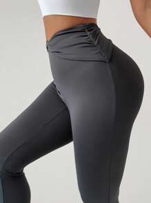 DAZY Women's Outdoor Running & Yoga Base Layer Leggings Tights - Grey - View 1