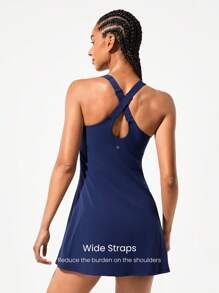 GLOWMODE FeatherFit™-Air Peekaboo Quần đùi mặc hàng ngày có túi chống trượt, hỗ trợ nhẹ, tác động thấp, tập yoga, váy mùa xuân, mùa hè, khô nhanh, thấm hút ẩm - Dark Blue - Xem 4