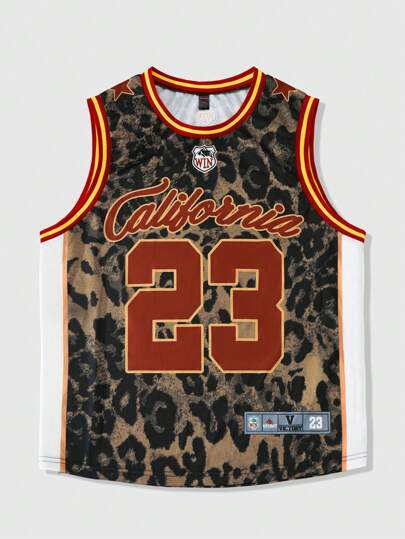 Street Life Top sans manches avec imprimé nom de ville et imprimé léopard pour femmes grandes tailles, convient pour le port quotidien, printemps/été