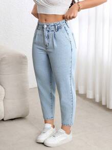 EMERY ROSE Plus Size Women's Cotton Casual Non-Stretch Tapered Jeans