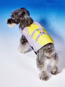 PETSIN Chaleco salvavidas para mascotas con estampado patchwork morado de HIPIPET, diseño sencillo para primavera y verano, cómodo, con alta flotabilidad, correa ajustable, ropa de baño para mascotas - Multicolor - Ver 2