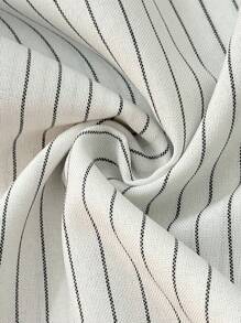 Franclia 女士休闲通勤百搭经典黑白条纹亚麻撞色黑色腰带白色无袖女士西装外套女士办公室服装商务休闲女装精美西装背心复古风格女士秋季女装秋季服装大学服装 - 黑與白 - 查看 5