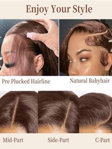 Tóc giả bằng tóc thật màu nâu sô cô la 13x6, tóc giả màu thu, tóc giả uốn xoăn, tóc giả nhổ sẵn - S4 - Xem 4