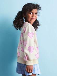 Maija Kids Maija Kids Young Girls' Loose Fit Round Neck Long Sleeve Heart Pattern Back To School Casual Sweatshirt,In Fall/Winter - Multicolor - View 7