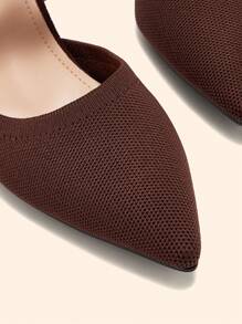 CUCCOO BASICS Fashion Elastic Band Ankle Strap Pointed Toe Chunky High Heel Pumps, Suitable For Commuting, Dating, Party, Wedding, Holiday For Christmas Spring Shoes - Brown - View 5