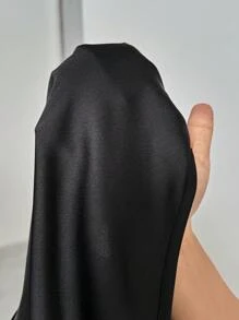 Firerie 加大码女式缎面垂坠交叉 V 领褶饰衬衫上衣，适合通勤、优雅、母亲节、教师节、工作场合 - 黑色 - 查看 11