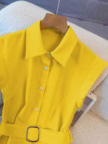 Franclia 纯色休闲都市通勤风格女式中长连衣裙