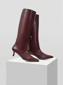 MOTF PREMIUM BOTAS DE TACÓN ALTO CON PUNTERA PUNTIAGUDA Y CREMALLERA HASTA LA RODILLA - Burdeos - Ver 9