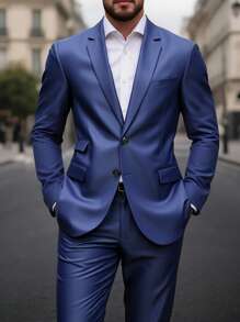 Calvornis Men's Solid Color Simple Daily Wear Long Sleeve Suit Set