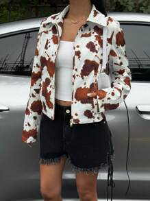 Muchica Chaqueta tejida de fibra de leche retro, de estilo Y2K, para ir a la escuela, salir, otoño y aeropuerto, de moda para primavera y otoño