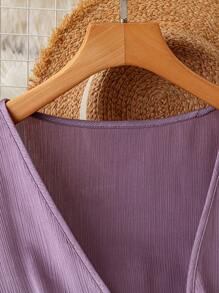 Rometta Plus Size V-Neck Elegant Tie Front Short Sleeve Dress