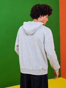 LOONEY TUNES X SHEIN Men's Casual American Style Cartoon Letter Print Hoodie, Suitable For Dating, Autumn/Winter - Grey - View 2