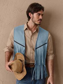 HIMLAND Chaqueta de vestir informal ajustada de color amarillo apagado para hombre, para otoño e invierno - Neblina azul - Ver 2