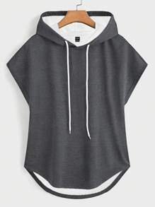 Manfinity RelaxMax Chaleco con capucha de unicolor informal con cordón para hombres