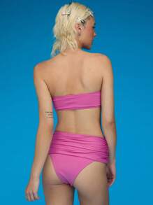 COUREZ Twist Front Beandeau Top With Bottoms Bikini Set /Summer Outfits For Women Vacation Swimwear Y2K Vintage