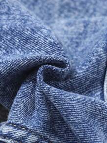 Pantaloni scurți din denim spălat, lejeri, cu design asimetric al taliei, casual, asortați, stil versatil la modă stradală, inspirați de streetwear-ul american, potriviți pentru purtare zilnică, nou-veniți - Spălare medie - Vizualizare 8