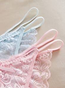 SHEIN 12pcs/Set Lace Sexy Women's Bikini Panties, Simple & Comfortable Romantic Underwear - Multicolor - View 5