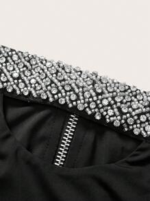 TryMe Sparkly Decor Casual Sexy Tank Top Club Night Night Black Summer - Black - View 5