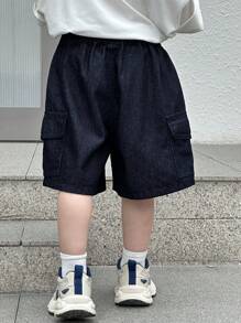 Dazy Kids Toddler Boys' Casual Denim Cargo Shorts, Loose Fit Cargo Style Style With Large Pockets, Summer - Blue - View 6