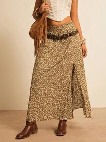 Freevana 大码女式碎花褶皱 A 字裙 - 彩色 - 查看 5