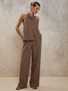 COSMINA Conjunto de 2 piezas de mujer de elegante estilo resort con rayas y escote de tirantes, para primavera/verano