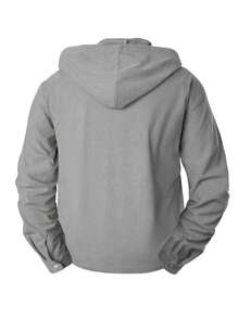 Manfinity Homme Chemise à capuche pour homme de couleur unie, à manches longues, à simple boutonnage avec poche
