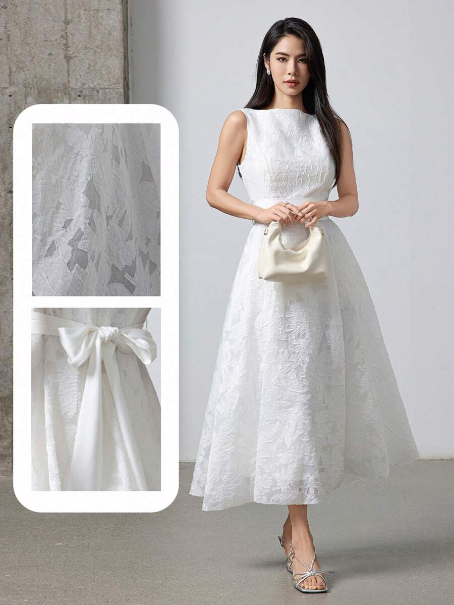 Heiryn Váy không tay cạp chun màu trơn cho nữ, mùa hè - trắng - Xem 1