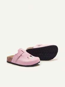 Cozy Pixies 轻便时尚百搭粉色小熊图案可爱休闲百搭一脚蹬平底女婴家居拖鞋，春夏季 - 粉色 - 查看 8