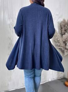 EMERY ROSE Plus Size Women Asymmetrical Hem Loose Casual Commute Outerwear Cardigan Fall Winter Cloth For Women Autumn