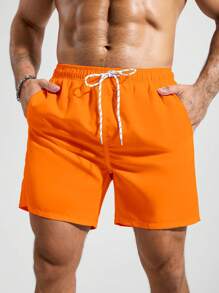 Manfinity Swimmode Men Slant Pockets Drawstring Waist Swim Trunks