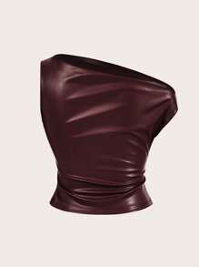 Siren Gaze Women's Leather Top Casual Fashion 90s Street Shooting Spring Autumn Solid Color Pleated Collar PU Tank Top Sleeveless Tops Going Out Top Fall Women Tops Suitable For Going Out And Parties Top