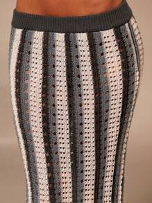 Athîral 女士条纹钩针长裙，假日风格 - 彩色 - 查看 6